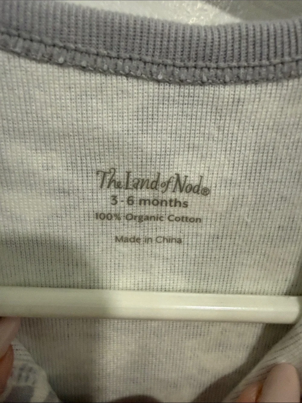 Land Of Nod Gray Footed One-Piece with White Character Faces